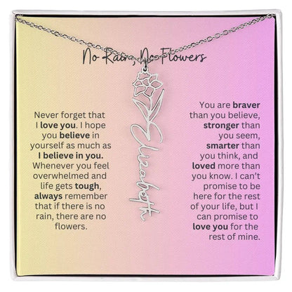 No Rain - No Flowers I Birth Necklace I Name Necklace I Pink