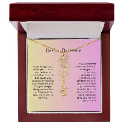 No Rain - No Flowers I Birth Necklace I Name Necklace I Pink