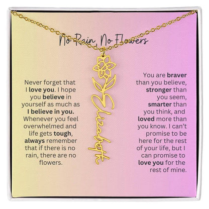 No Rain - No Flowers I Birth Necklace I Name Necklace I Pink