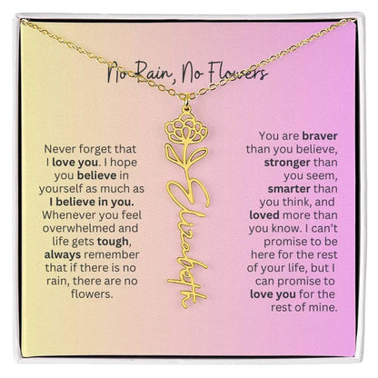 No Rain - No Flowers I Birth Necklace I Name Necklace I Pink