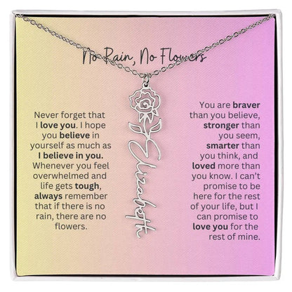 No Rain - No Flowers I Birth Necklace I Name Necklace I Pink