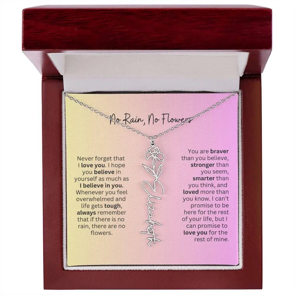 No Rain - No Flowers I Birth Necklace I Name Necklace I Pink