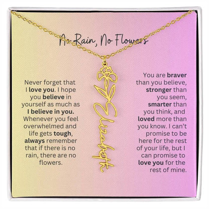 No Rain - No Flowers I Birth Necklace I Name Necklace I Pink