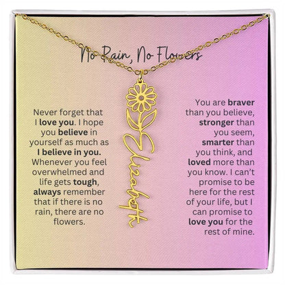 No Rain - No Flowers I Birth Necklace I Name Necklace I Pink