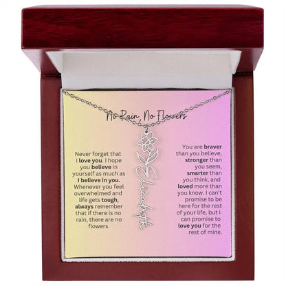 No Rain - No Flowers I Birth Necklace I Name Necklace I Pink