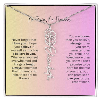 No Rain - No Flowers I Birth Necklace I Name Necklace I Pink