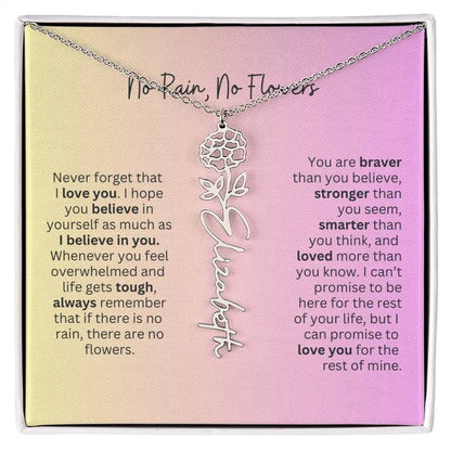 No Rain - No Flowers I Birth Necklace I Name Necklace I Pink