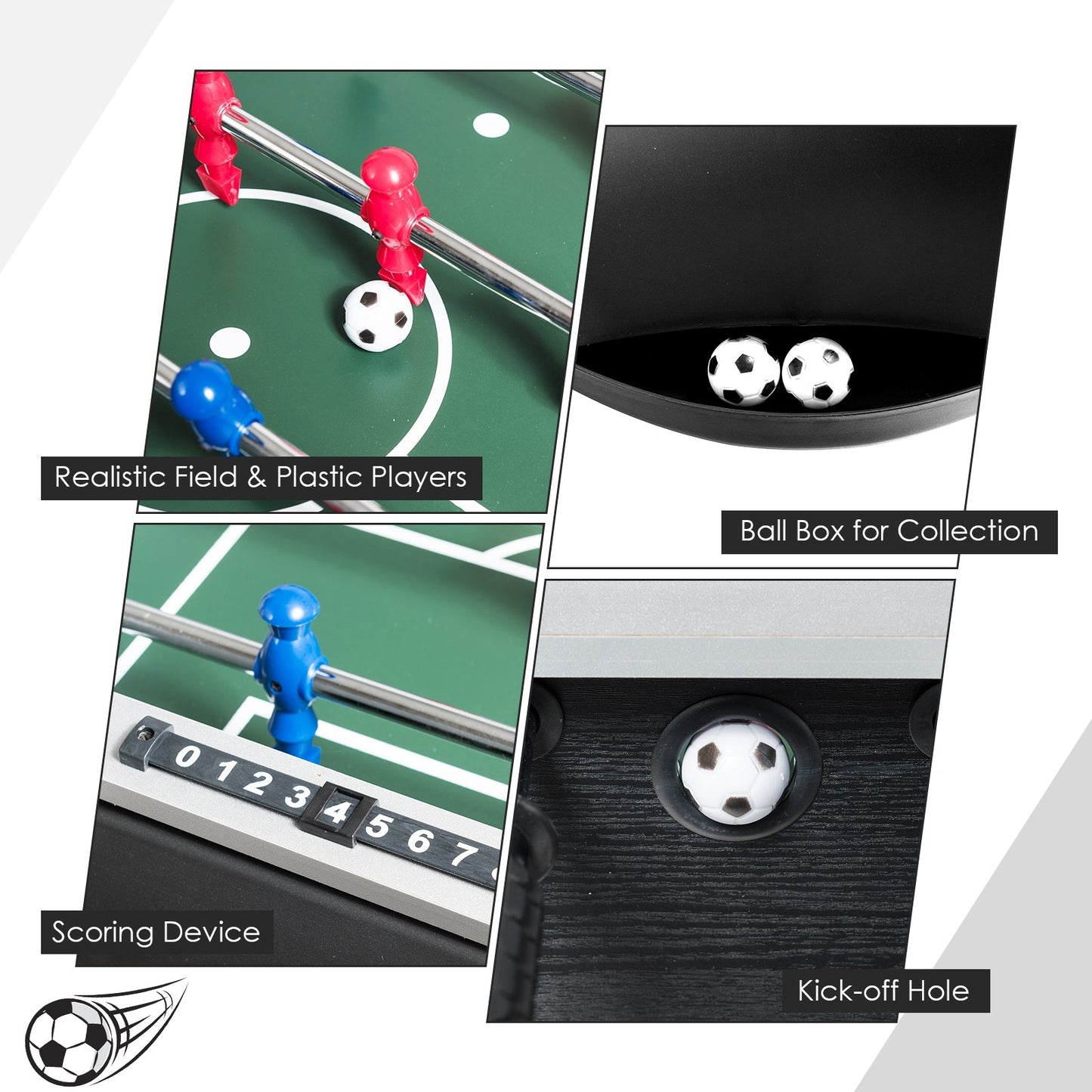 48 Inch Competition Sized Home Recreation Wooden Foosball Table-Black