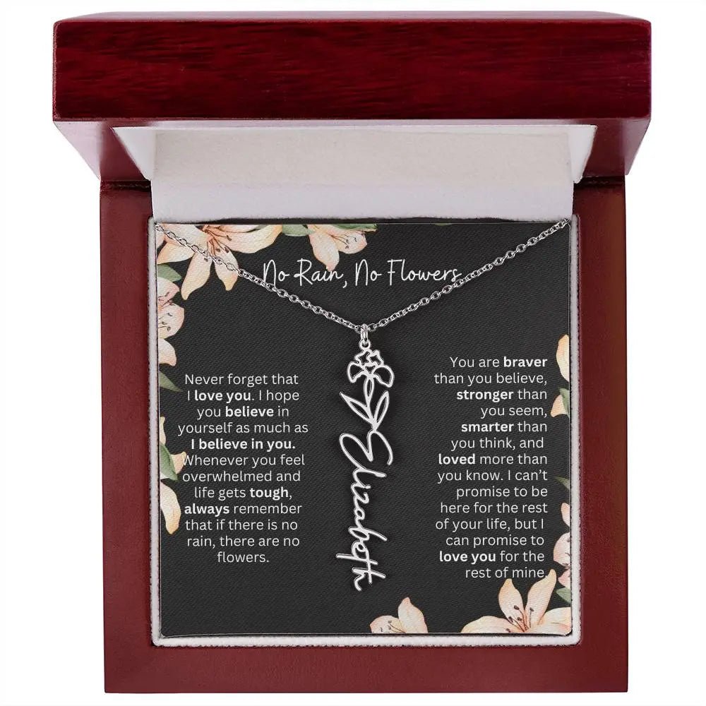 To My Beautiful Daughter Necklace I Birth Flower Necklace With Name I No Rain - No Flowers