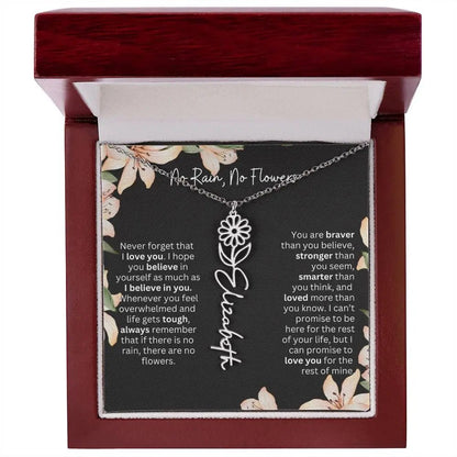 To My Beautiful Daughter Necklace I Birth Flower Necklace With Name I No Rain - No Flowers