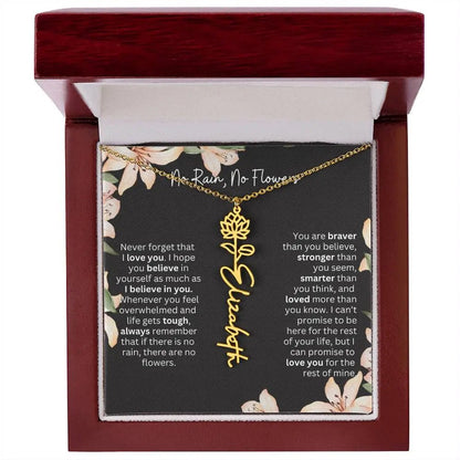 To My Beautiful Daughter Necklace I Birth Flower Necklace With Name I No Rain - No Flowers