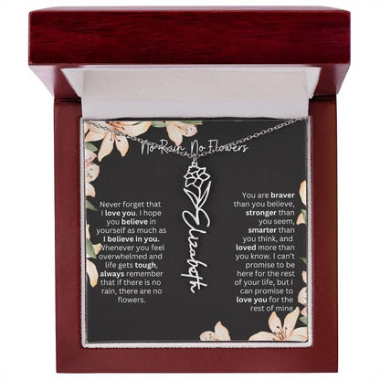 To My Beautiful Daughter Necklace I Birth Flower Necklace With Name I No Rain - No Flowers
