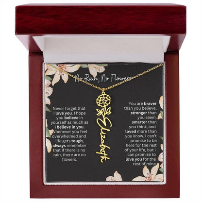 To My Daughter From Dad Necklace I Birth Flower Necklace With Name I No Rain - No Flowers