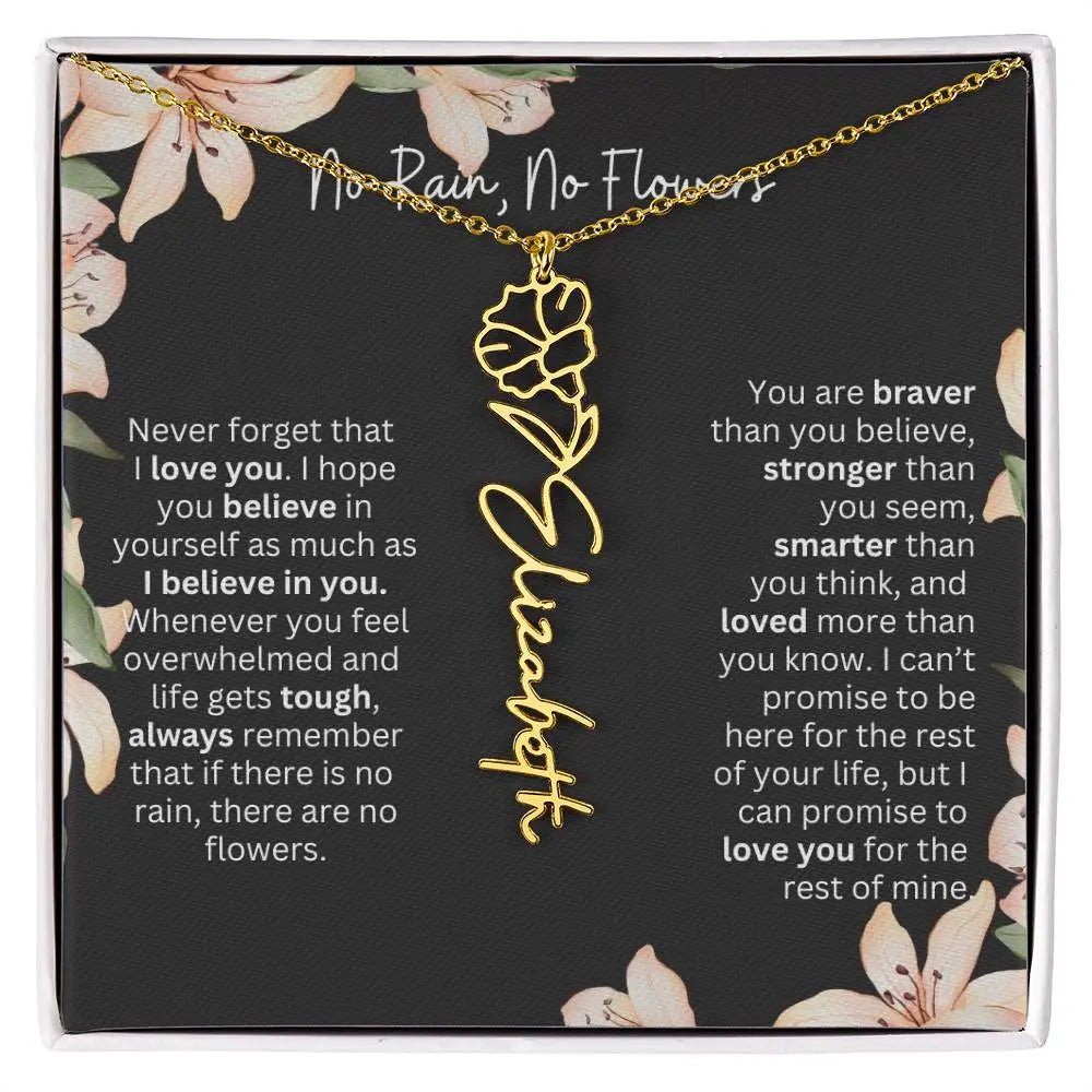 To My Daughter I Birth Flower Necklace With Name I No Rain - No Flowers