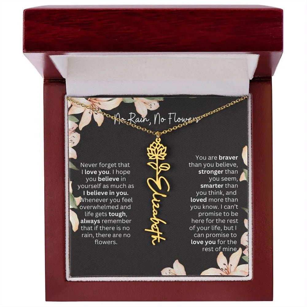 To My Daughter I Birth Flower Necklace With Name I No Rain - No Flowers
