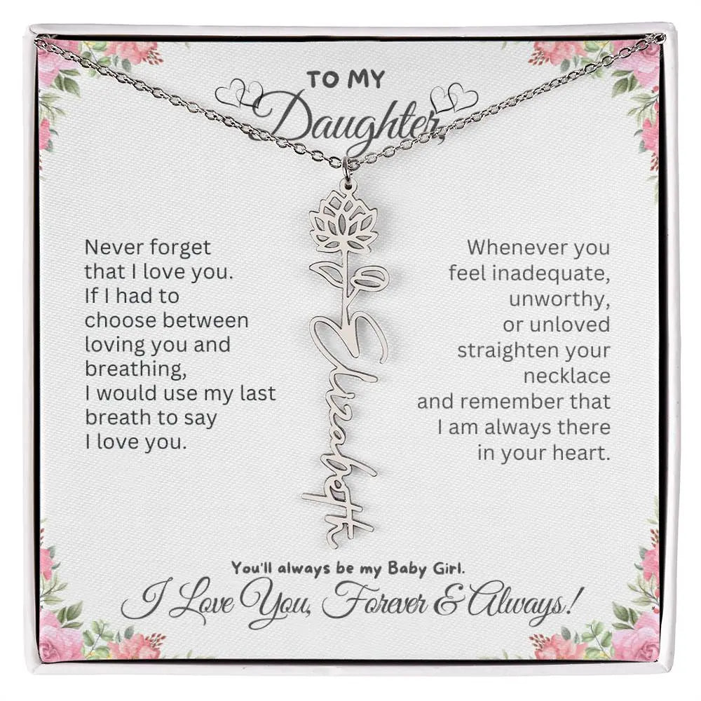 To My Daughter Necklace - Birthday Christmas Gift Birth Flower Jewelry 2025