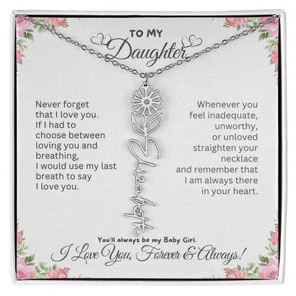 To My Daughter Necklace - Birthday Christmas Gift Birth Flower Jewelry 2025