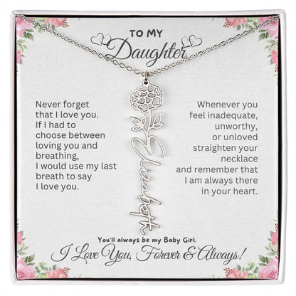 To My Daughter Necklace - Birthday Christmas Gift Birth Flower Jewelry 2025