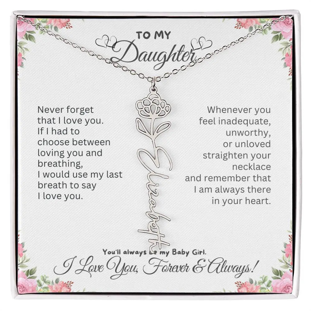 To My Daughter Necklace - Birthday Christmas Gift Birth Flower Jewelry 2025