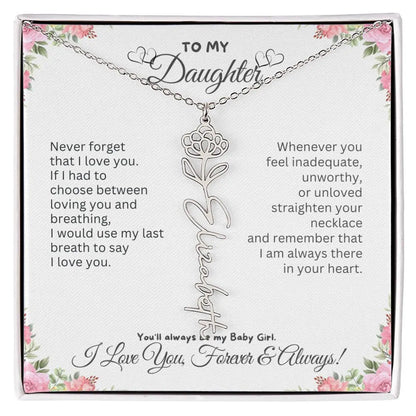 To My Daughter Necklace - Birthday Christmas Gift Birth Flower Jewelry 2025