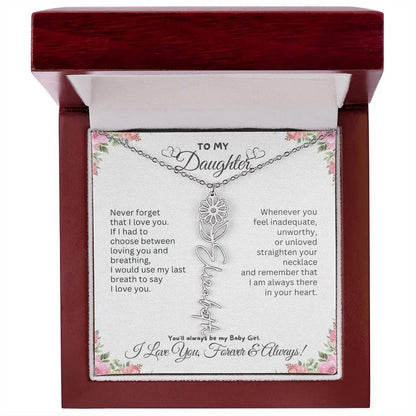 To My Daughter Necklace - Birthday Christmas Gift Birth Flower Jewelry 2025