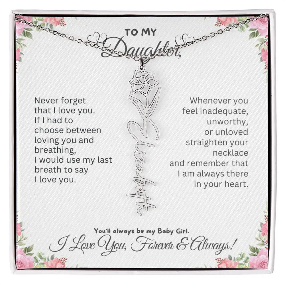 To My Daughter Necklace - Birthday Christmas Gift Birth Flower Jewelry 2025