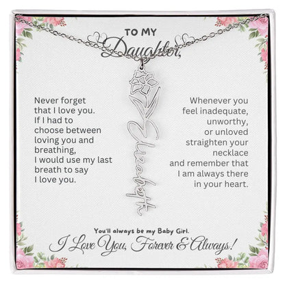 To My Daughter Necklace - Birthday Christmas Gift Birth Flower Jewelry 2025