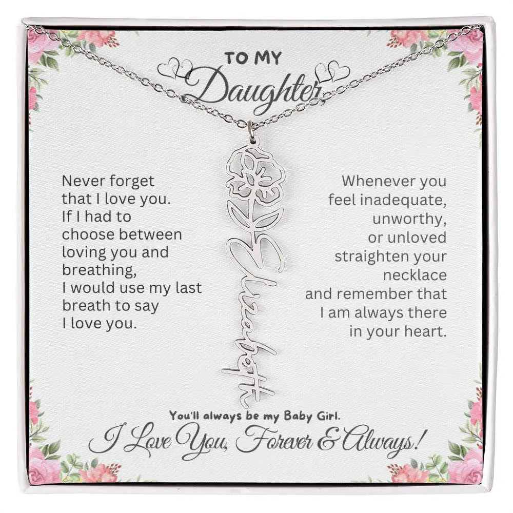 To My Daughter Necklace - Birthday Christmas Gift Birth Flower Jewelry 2025