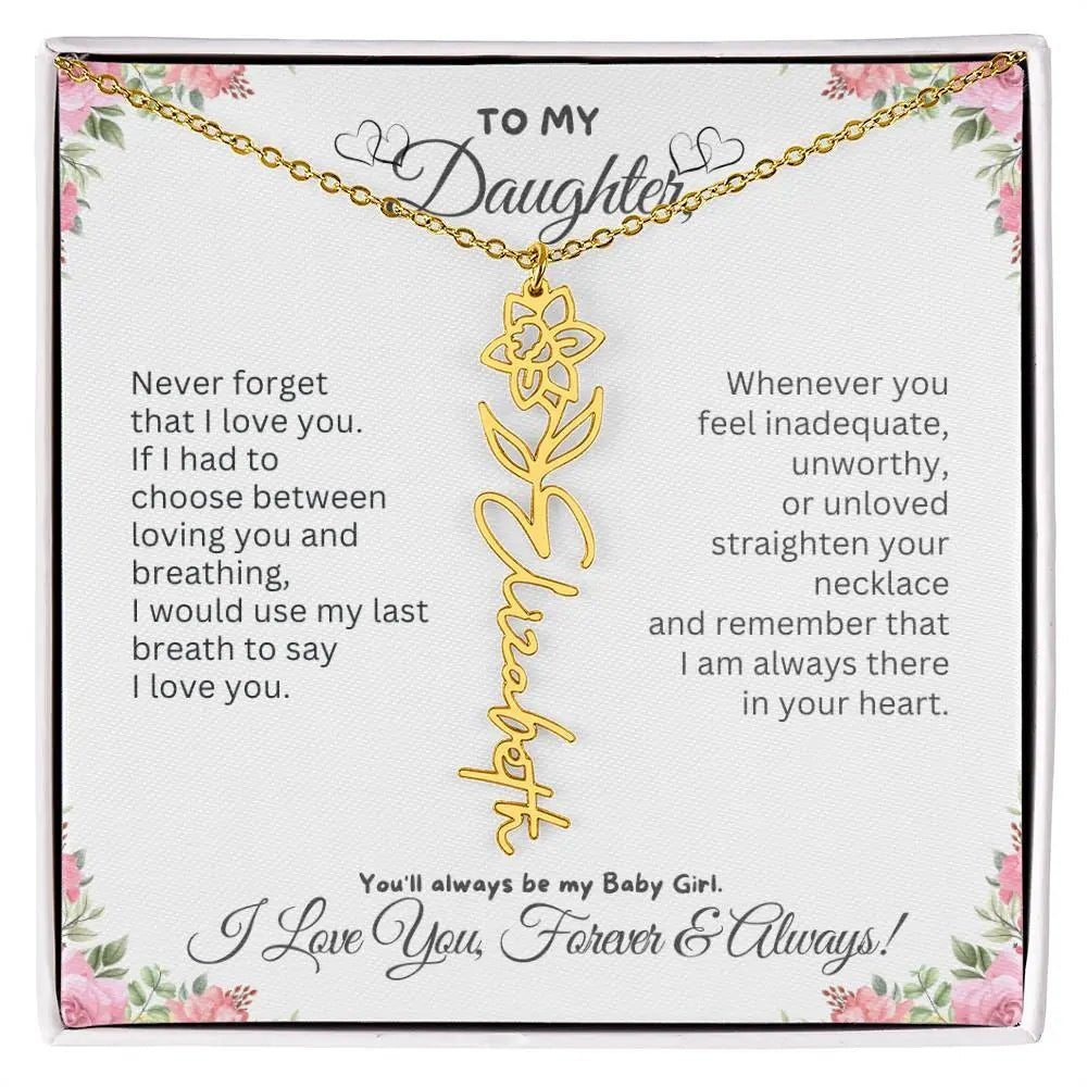 To My Daughter Necklace - Birthday Christmas Gift Birth Flower Jewelry 2025