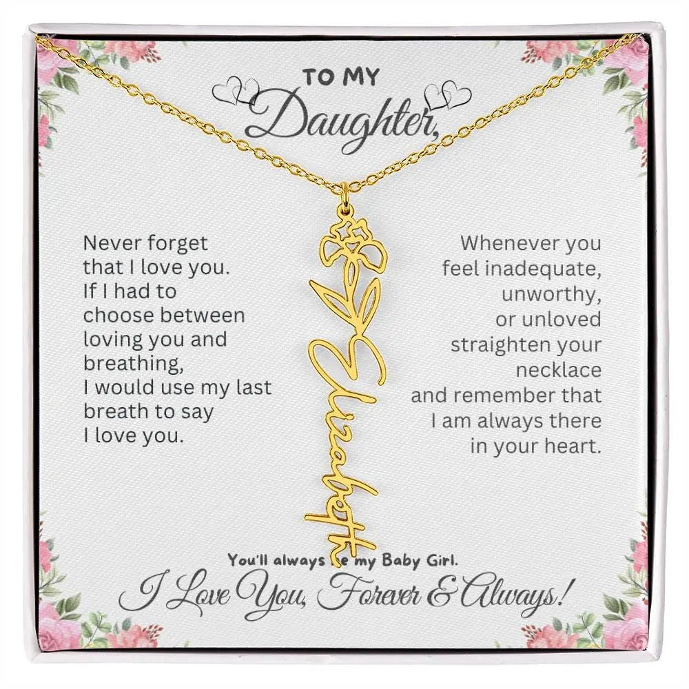 To My Daughter Necklace - Birthday Christmas Gift Birth Flower Jewelry 2025