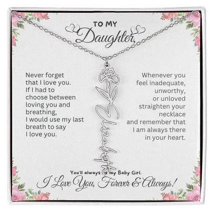 To My Daughter Necklace - Birthday Christmas Gift Birth Flower Jewelry 2025