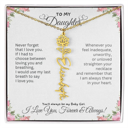 To My Daughter Necklace - Birthday Christmas Gift Birth Flower Jewelry 2025