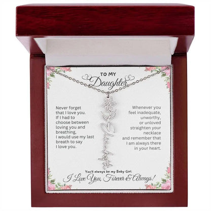 To My Daughter Necklace - Birthday Christmas Gift Birth Flower Jewelry 2025