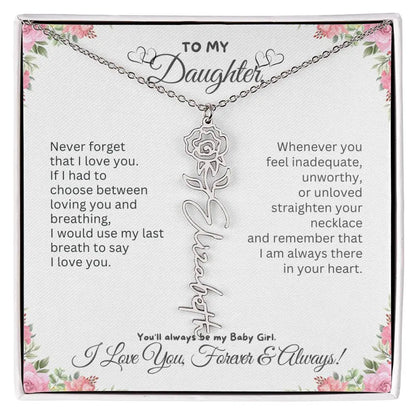 To My Daughter Necklace - Birthday Christmas Gift Birth Flower Jewelry 2025