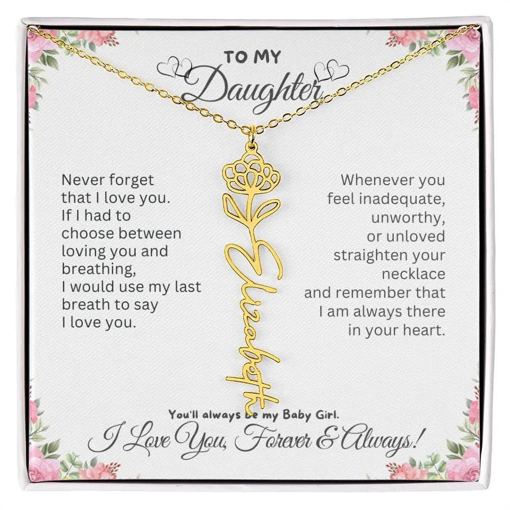To My Daughter Necklace - Birthday Christmas Gift Birth Flower Jewelry 2025