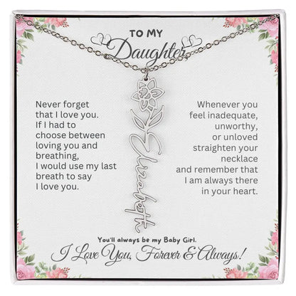 To My Daughter Necklace - Birthday Christmas Gift Birth Flower Jewelry 2025