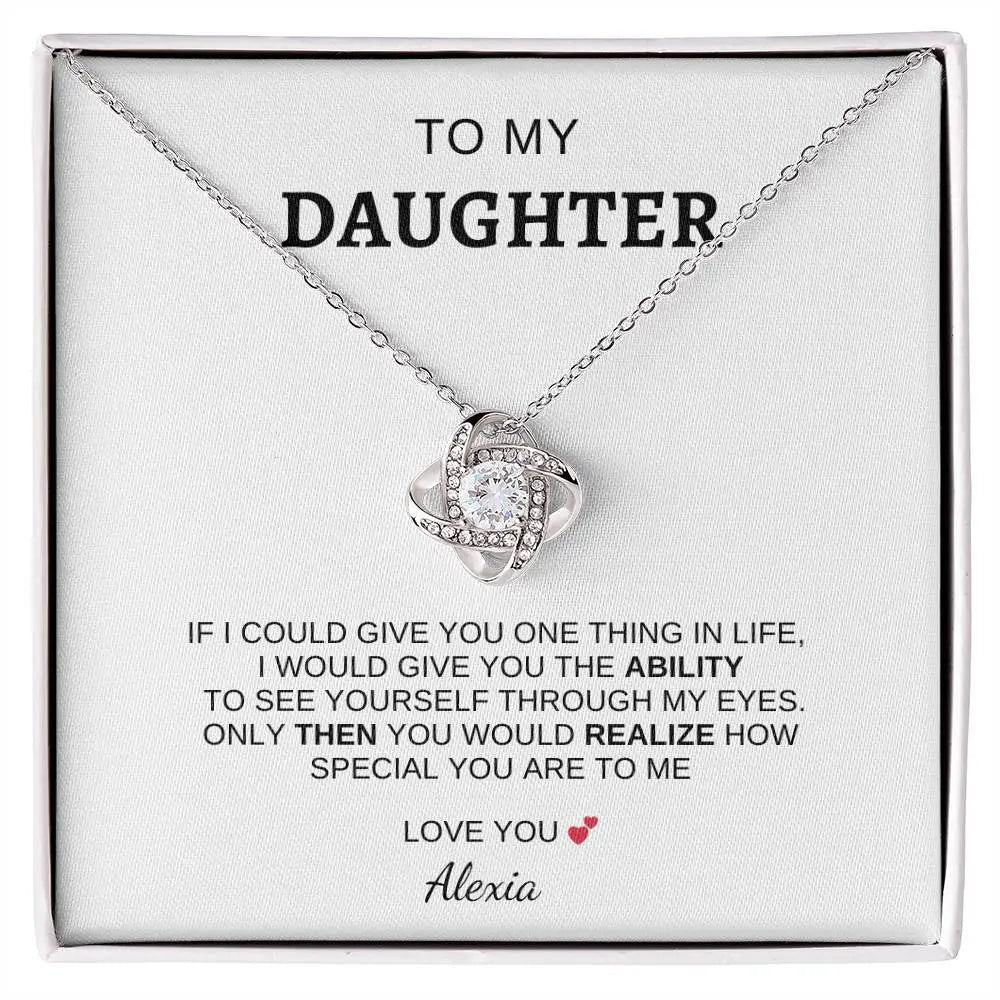 I Love You" Daughter Love Knot Necklace