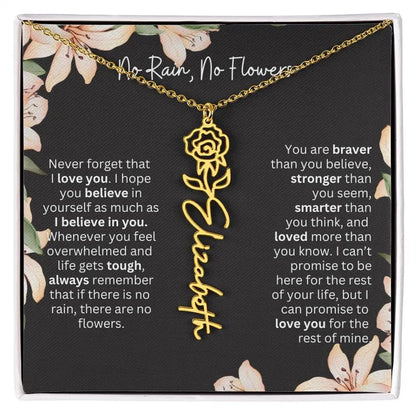To My Daughter Necklace From Dad I Birth Flower Necklace With Name I No Rain - No Flowers