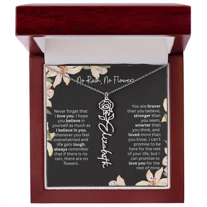 To My Daughter Necklace From Dad I Birth Flower Necklace With Name I No Rain - No Flowers