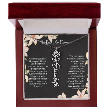 To My Daughter Necklace From Dad I Birth Flower Necklace With Name I No Rain - No Flowers