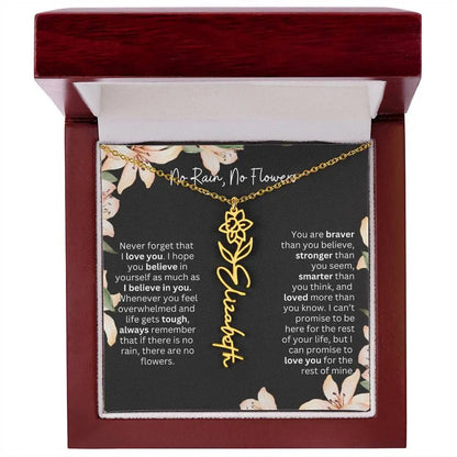 To My Daughter Necklace I Birth Flower Necklace With Name I No Rain - No Flowers
