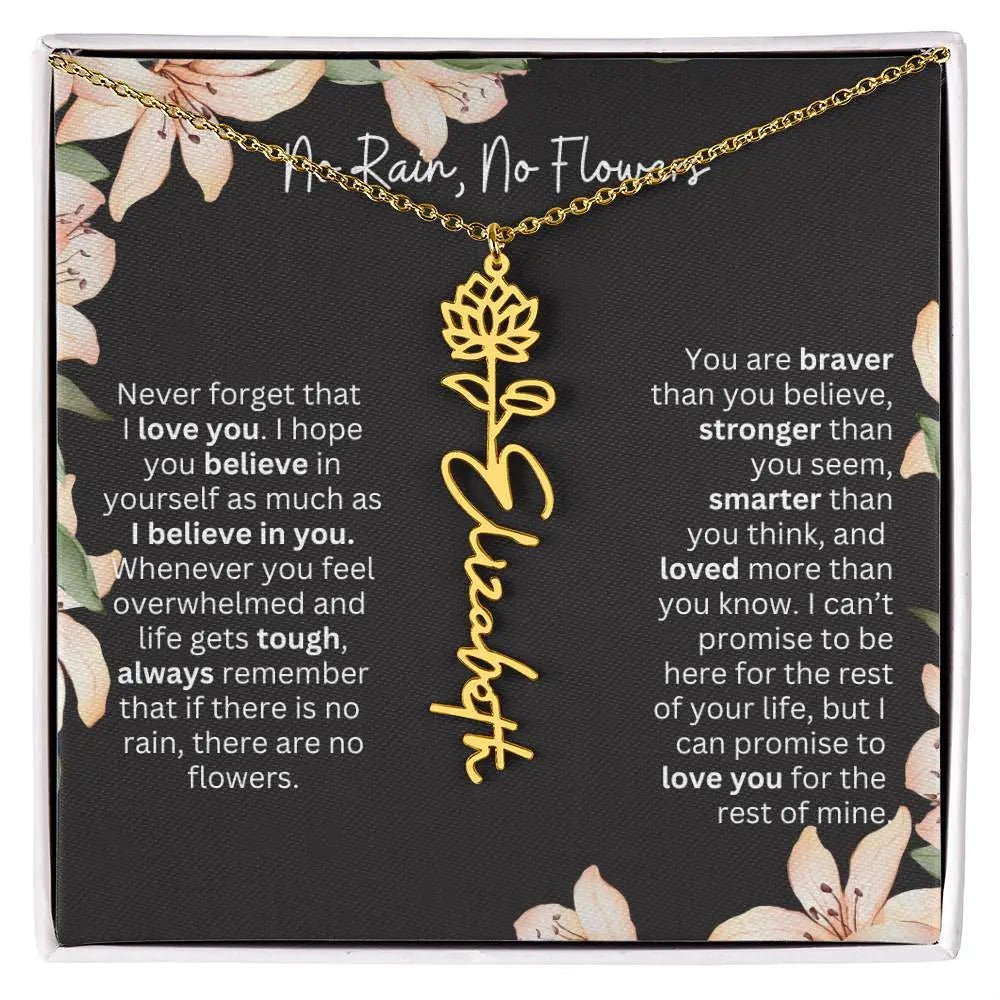 To My Daughter Necklace I Birth Flower Necklace With Name I No Rain - No Flowers